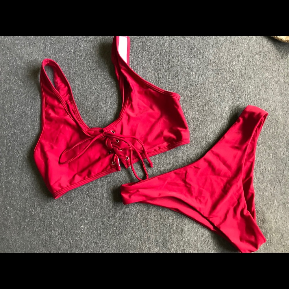 Deep Maroon Shein Bikini